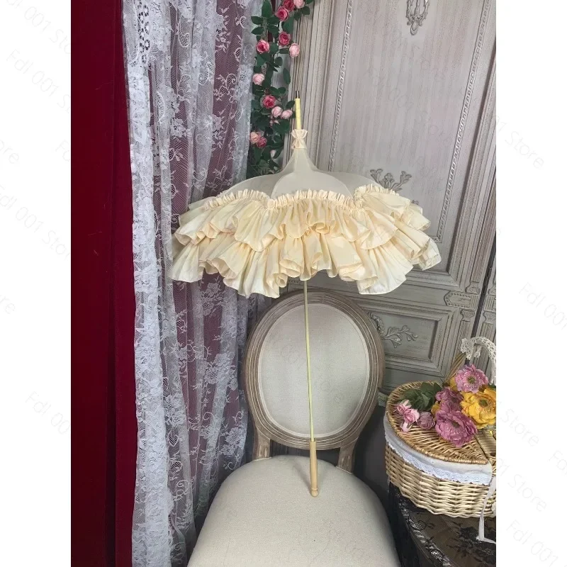 Handmade Vintage Imitation Lolita Flower Umbrella Small Decorative Umbrella for Wedding Photography Scene Props