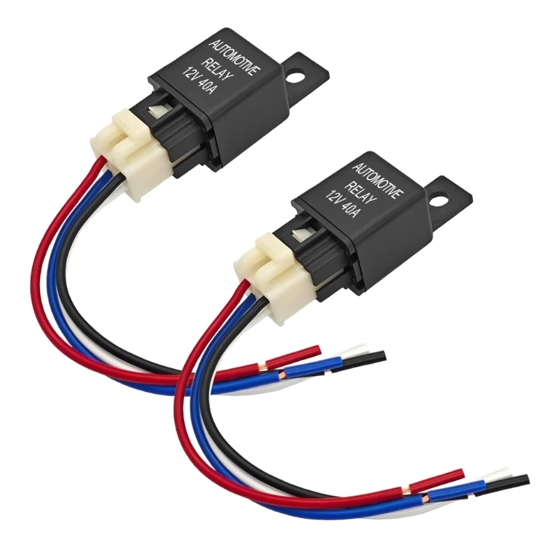581E Double 12V 40.0A SPST Car Relays With Integrated Wiring Bundles Universals Fit for High Power Electrical Upgrades