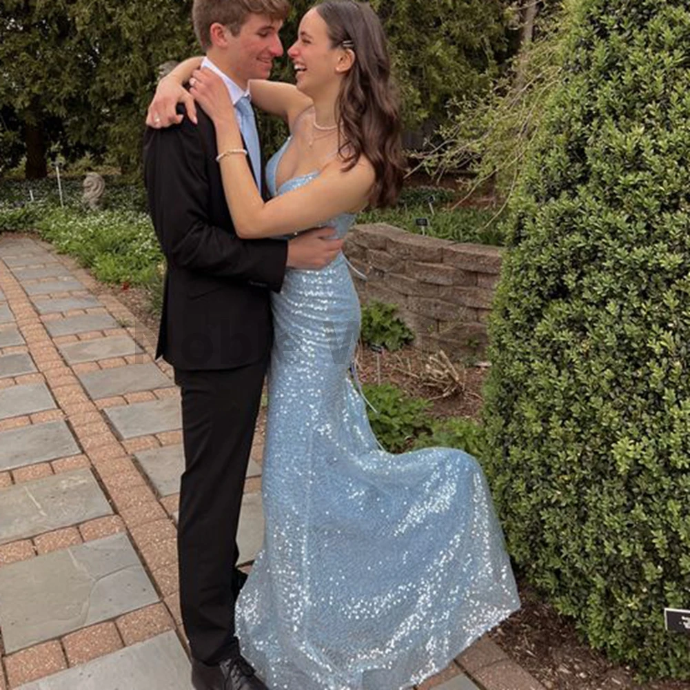 الخامس الرقبة الترتر حورية البحر فستان الحفلة الراقصة الطابق طول ثوب السهرة تخصيص