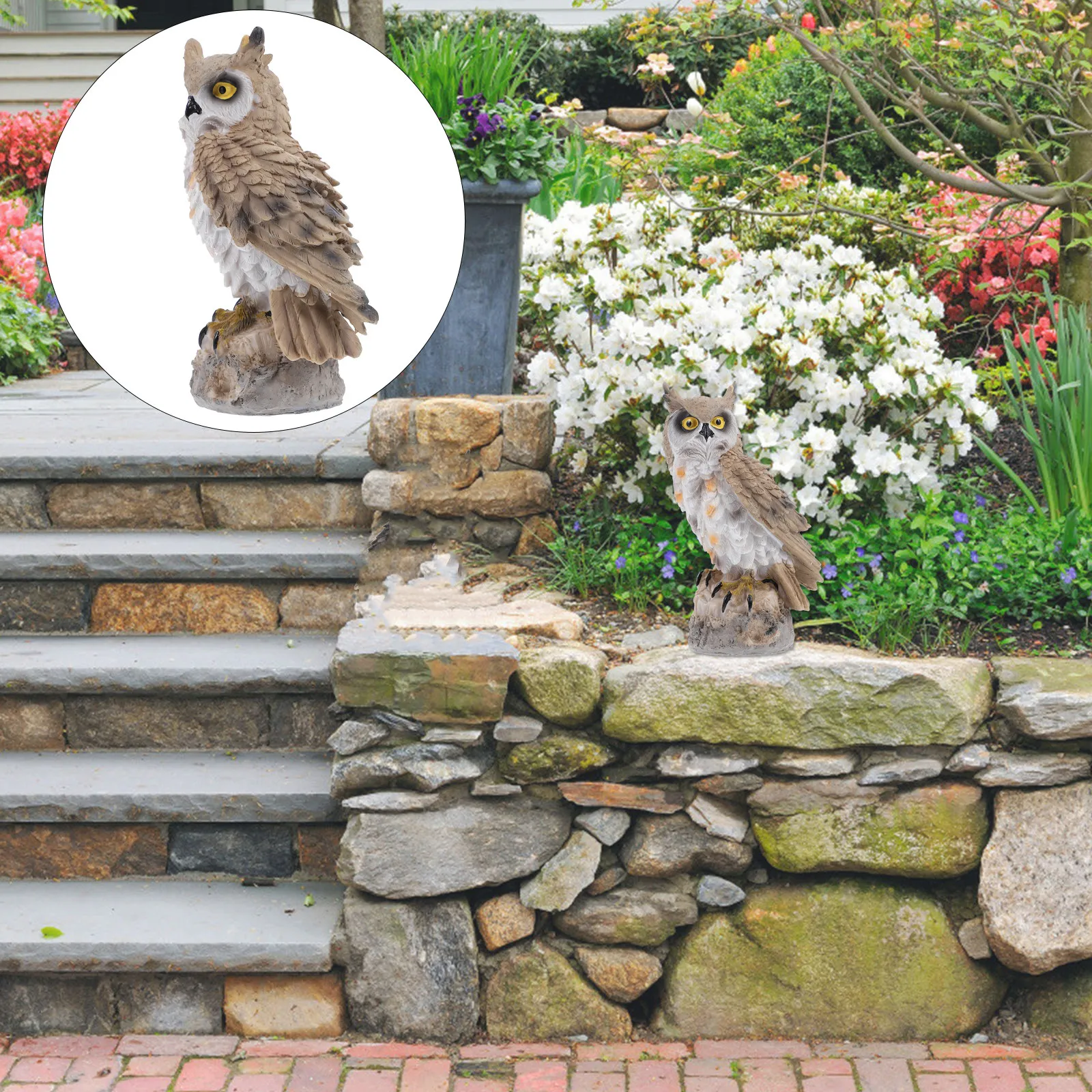 

1 шт. Статуэтка совы, декоративное украшение из смолы для сада, уличный декор для двора, креативное ландшафтное украшение, имитация отпугивателя птиц