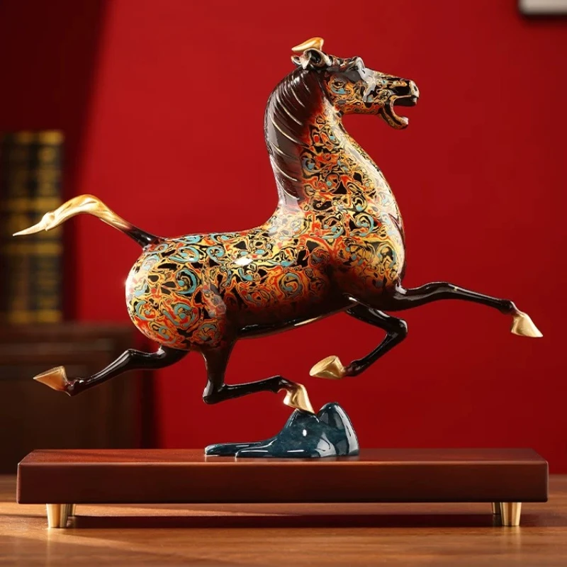 Traditional Lacquer Horse Treading on Swallow Figurine Office Wine Cabinet Leader Decor Company Opening Gift
