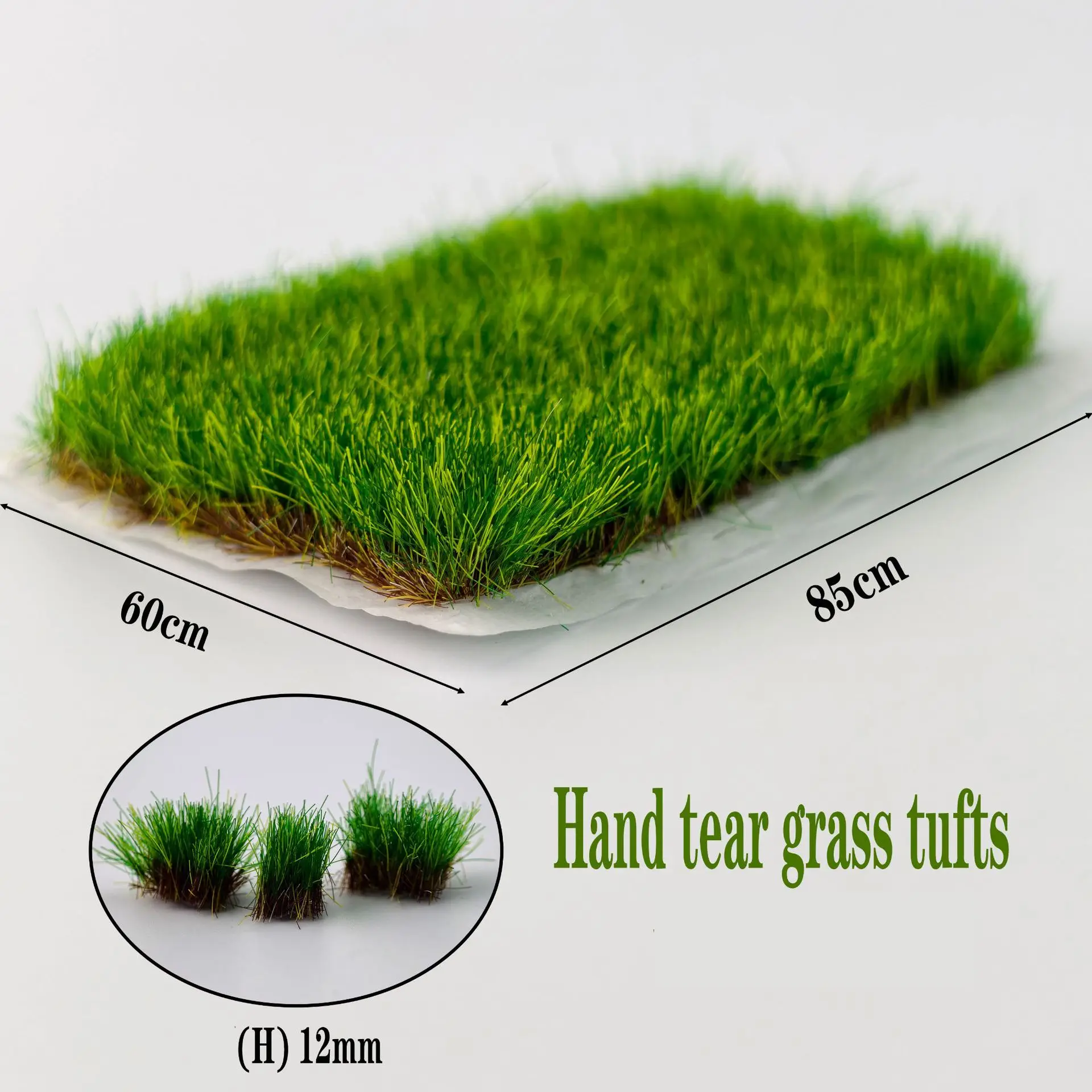 12MM Static Hand-tearable Grass Clusters Model Kits Artificial Tuft Lawn Micro Scenery Materials Diorama Accessories 1Pcs