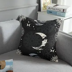 Throw Pillow Case Home Decoration Set Pillow Case Decorative Cushion Sofa Pillow Case Halloween Black Gothic   45x45CM