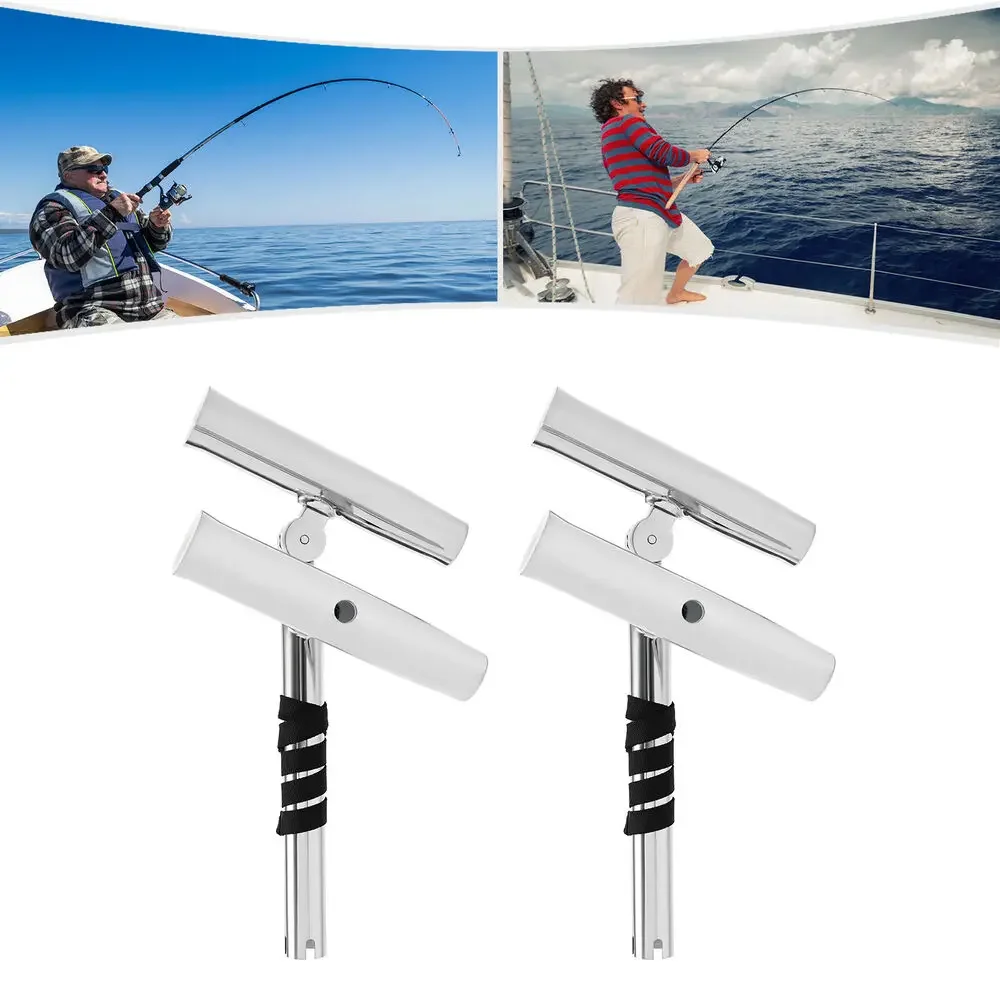 

2X Stainless Steel Fishing Rod Holder Double Head Adjustable Angle Outrigger for Boat Yacht Guardrail 304 Stainless Steel