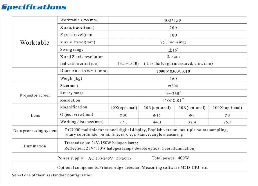 CPJ-3015DZ Motorized Axis Digital Optical Profile Projector/Vertical Profile Projector/Optical Measuring Machine