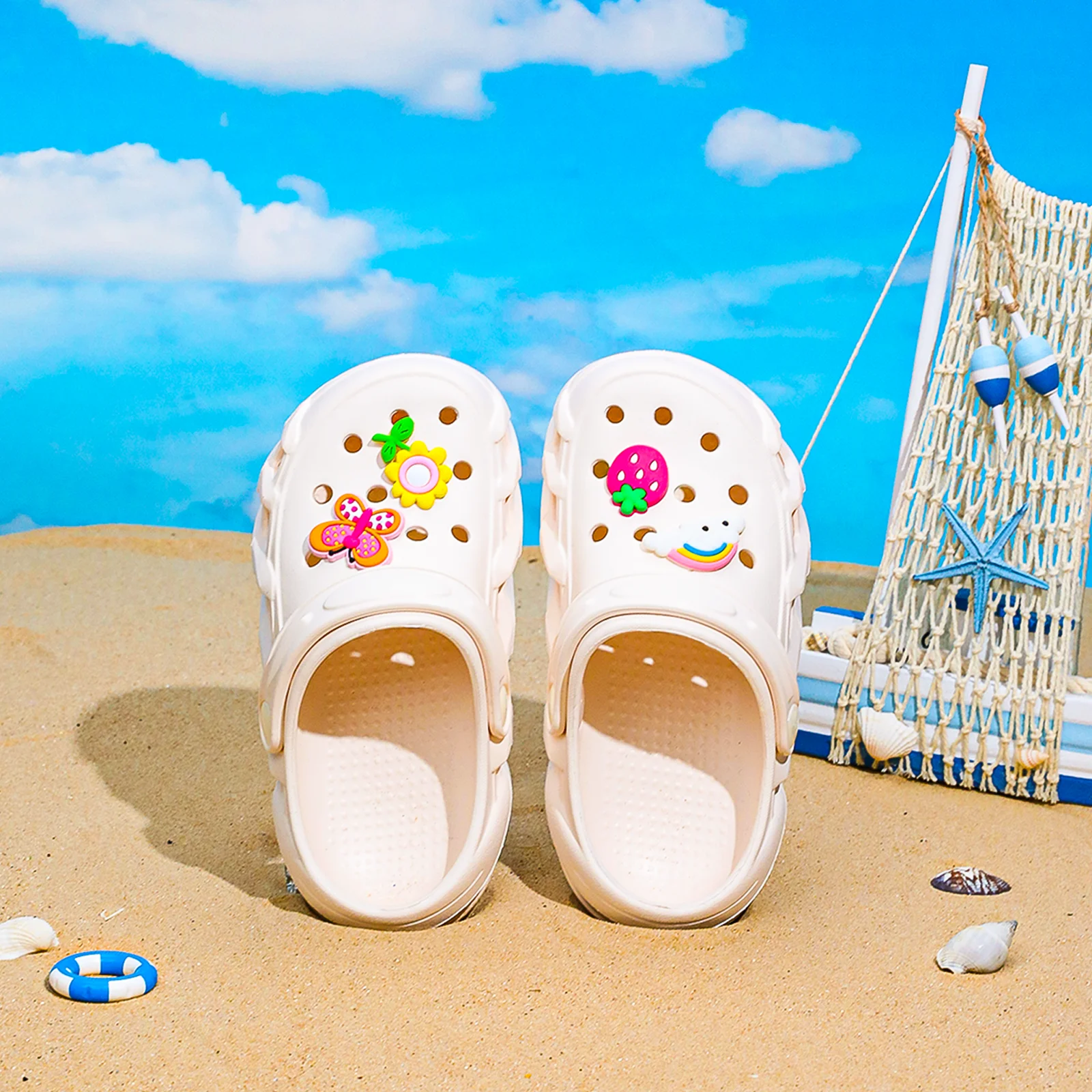 One-step garden shoes, can be worn in all seasons, shiny thick-soled EVA versatile hole shoes, suitable for the beach 2501