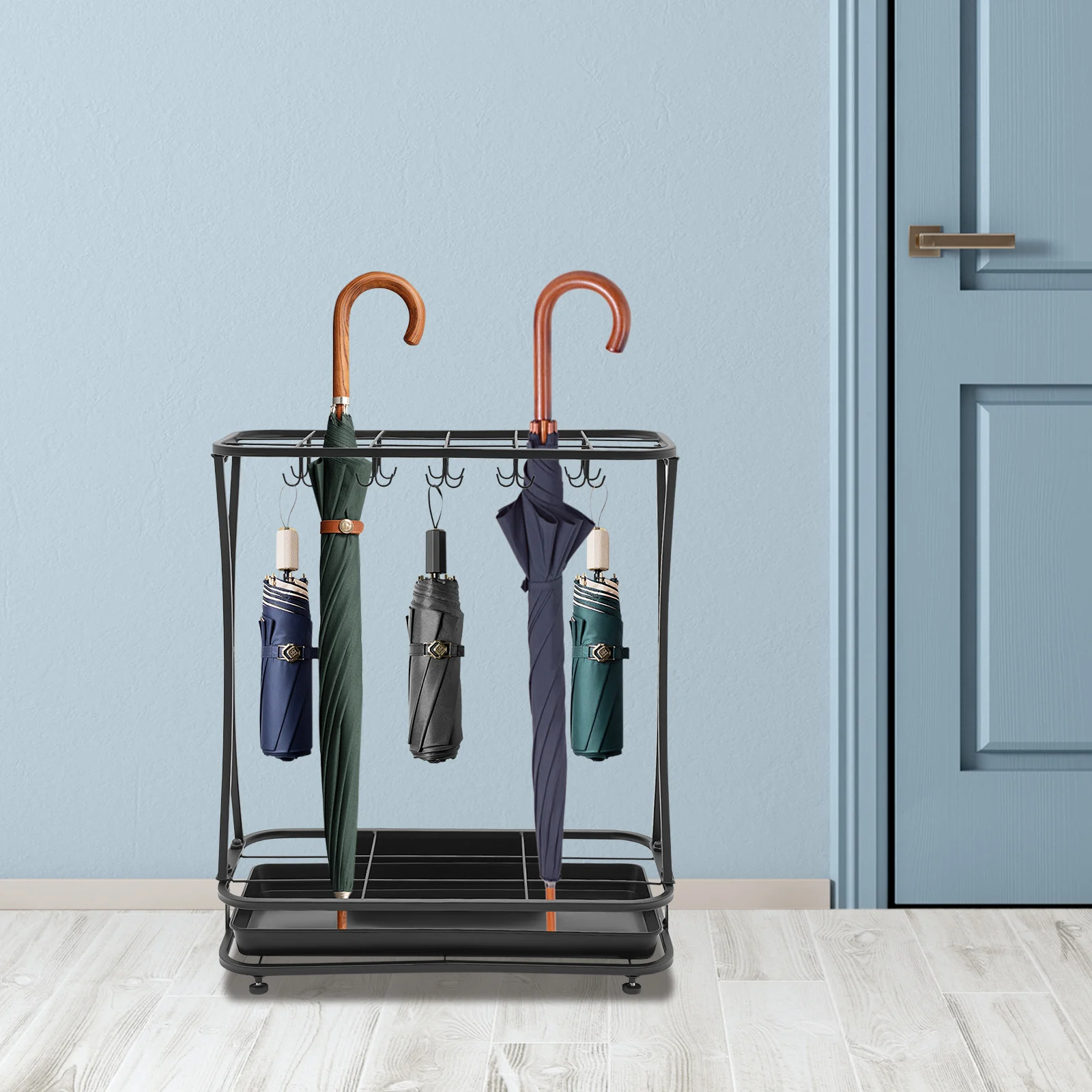 

Umbrella Rack Organizer Free-Standing Iron Plastic Umbrella Organizer with 4 Adjustable Foot Pads Space Saving Organizer Home