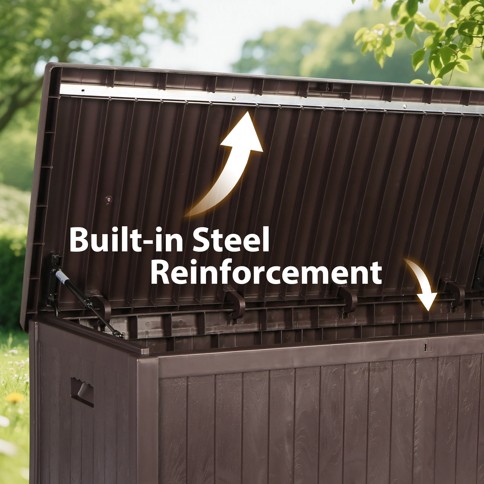 صندوق تخزين خارجي مقاوم للأشعة فوق البنفسجية ومقاوم للماء لوسائد أثاث الفناء الخارجية #3