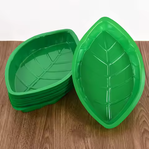2pcs Hawaiian Leaf Shape Plate Plastic Food Snack Tray Jungle Safari Theme Summer Luau Birthday Party Decorations Popcorn Plate