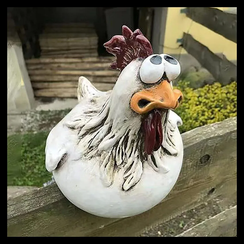 

Funny Chicken Fence Decor Statues Resin Garden Farm Yard Chicken Hen Sculpture Art Craft Courtyard Housewarming Home Decoration