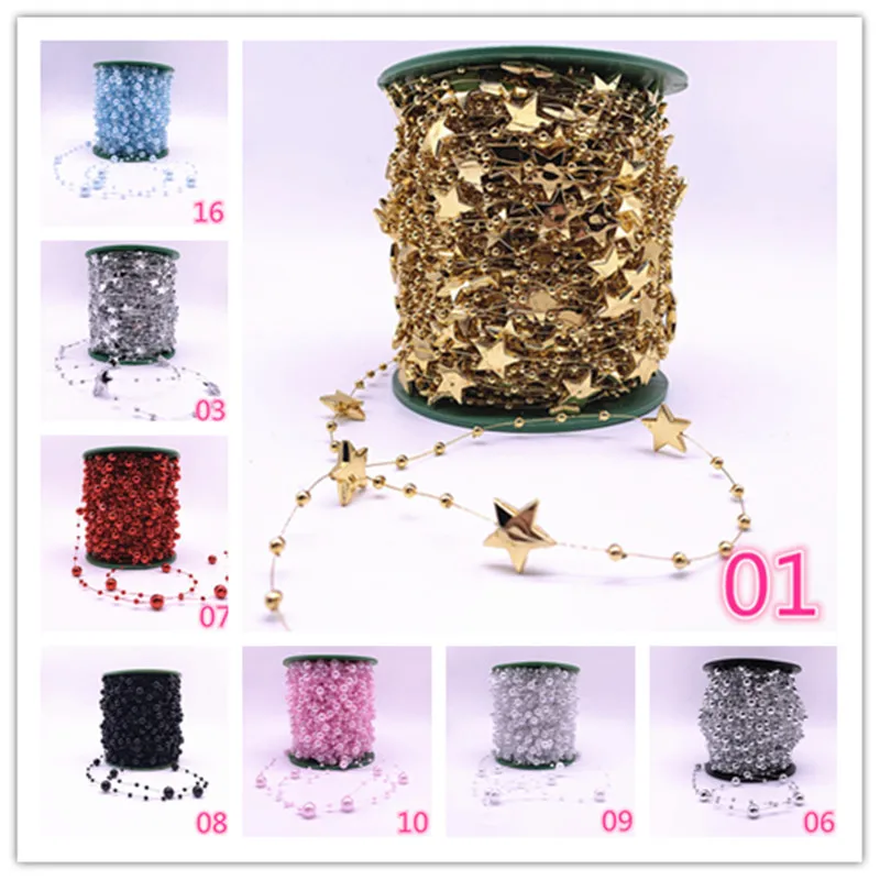 5 Yards Fishing Line Artificial Pearls Flower Beads Chain Garland Flowers Wedding Party Decoration Diy Accessories