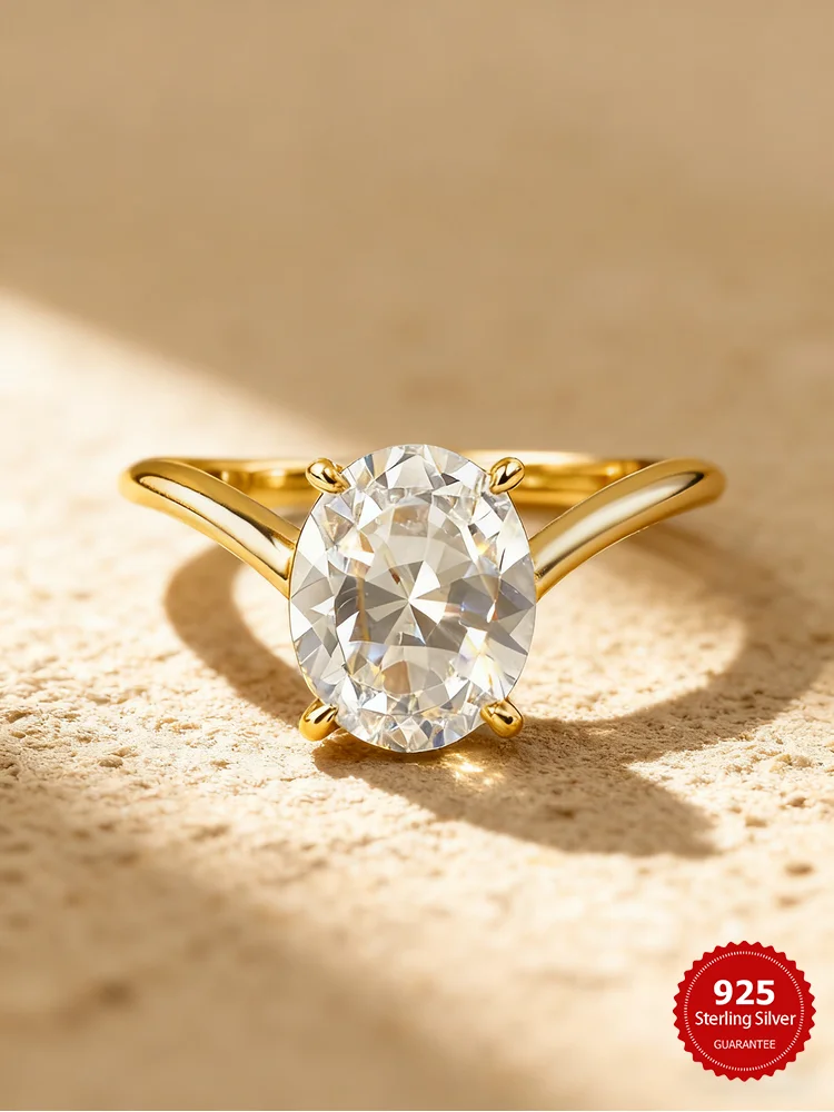 Modischer V-förmiger ovaler Zirkon-Ring aus 925er-Sterlingsilber für Damen, Verlobung, Jahrestag, Hochzeit, Party, hochwertiger edler Schmuck