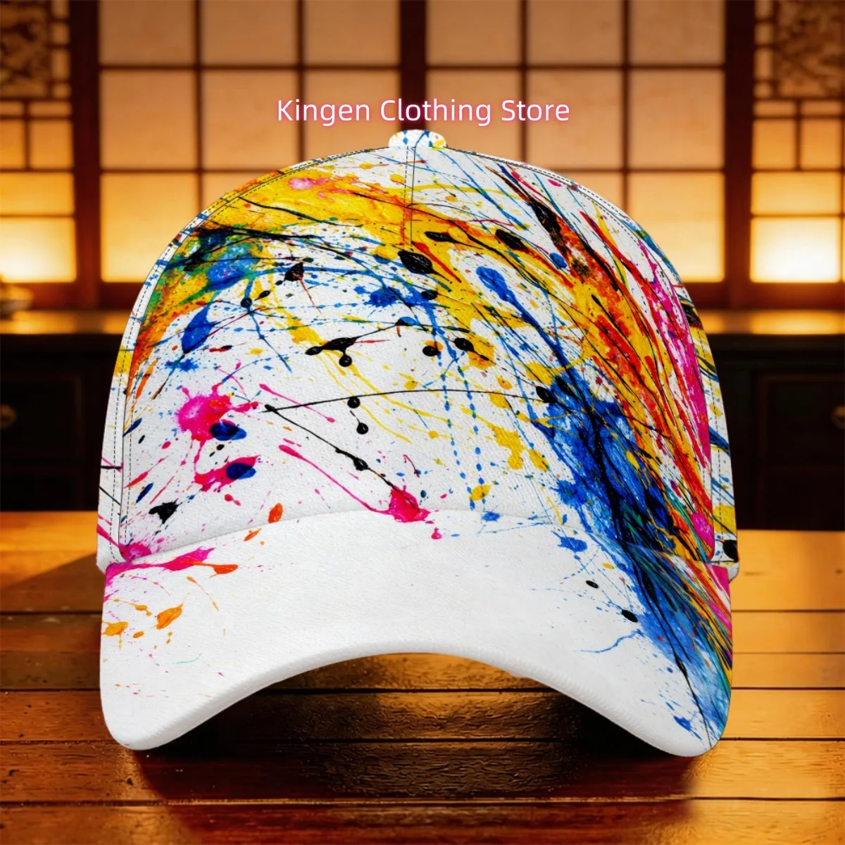 1pc Retro Abstract Paint Splatter Trucker Cap - Lightweight Breathable Baseball Hat with Multicolor Suitable for Sports, Jogging