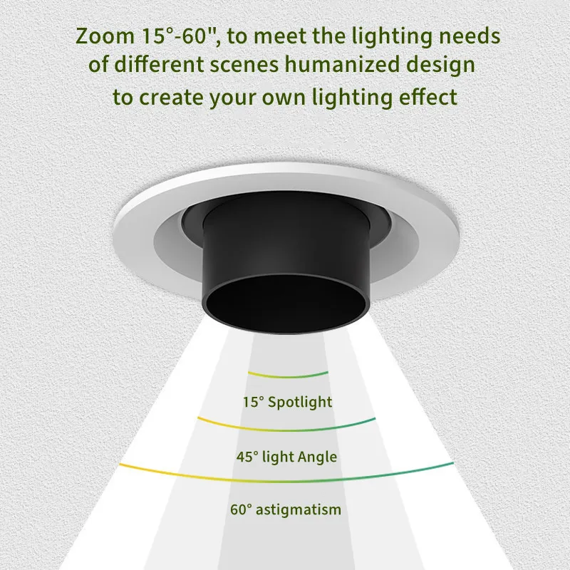 調節可能なアンチグレアライトフォーカス,LEDダウンライト,メインライトなし,リビングルーム,廊下,屋内照明,5W, 7W, 9W, 12W,埋め込み式