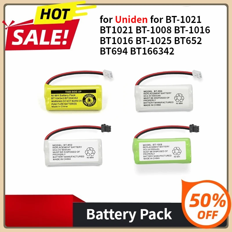 

Ni-MH Cordless Phone Battery for Uniden for BT-1021 BT1021 BT-1008 BT-1016 BT1016 BT-1025 BT652 BT694 BT166342 20pcs 2.4V 800mAh