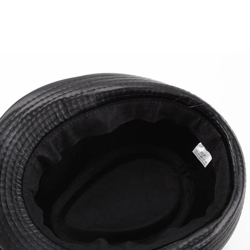 Rabbit / Leather Retro Plus Size Women Men's Black Oval Top Cap Fedora Heisenberg Mr White Porkpie Pork Pie Bowler Hat 57-59cm