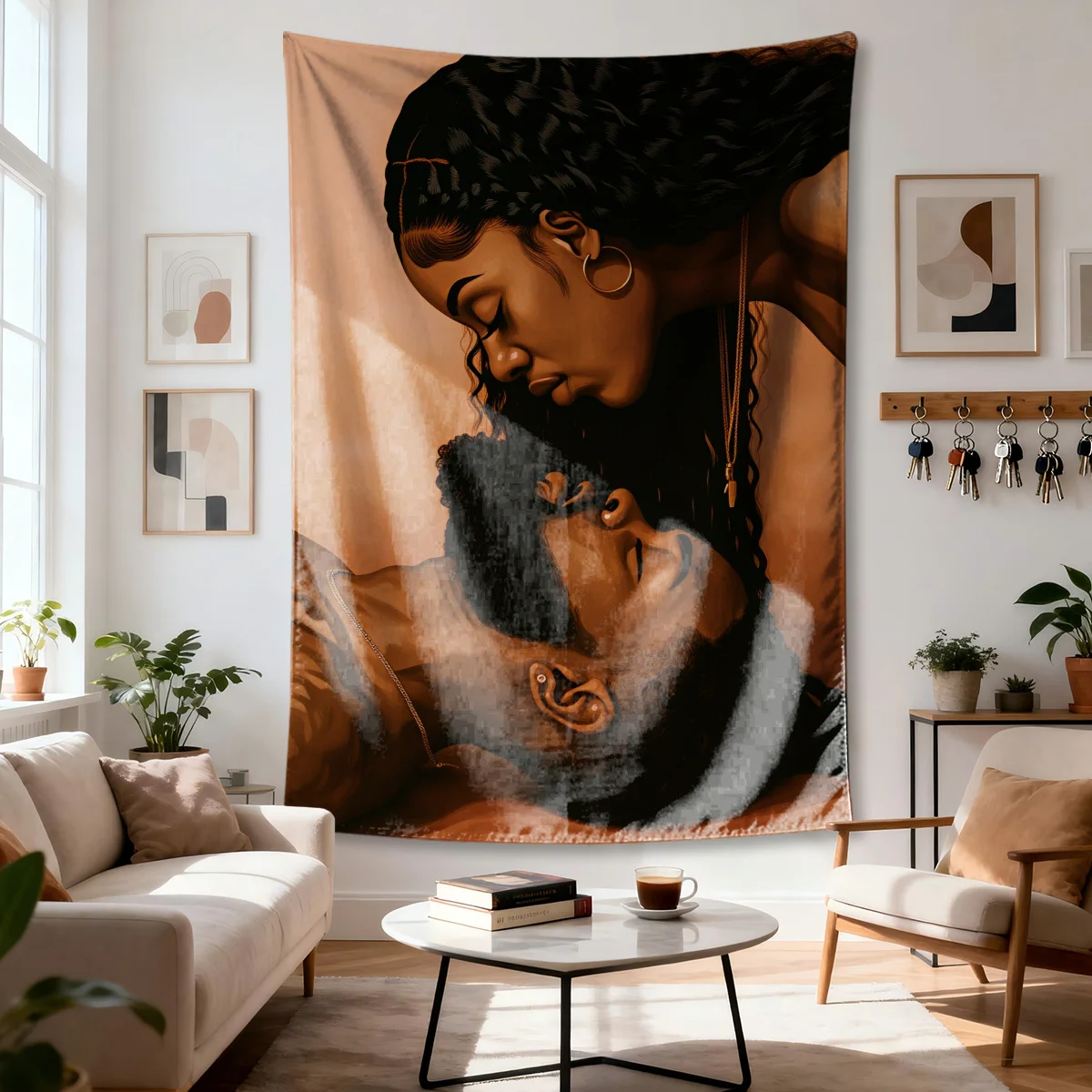 Two figures in close intimate Digital printing polyester wall tapestry suitable for use living rooms bedrooms offices bars party