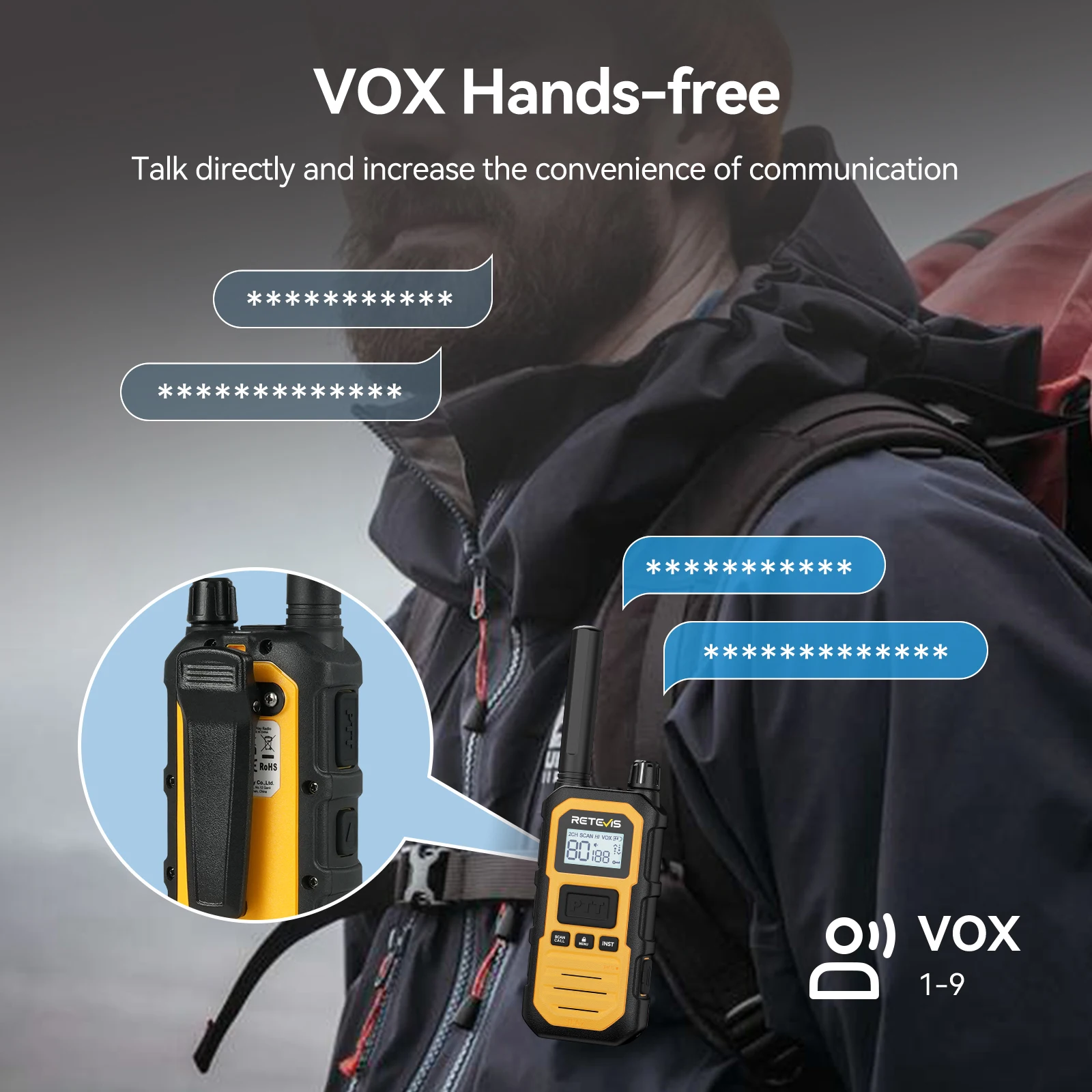 Retevis RB448Plus Walkie-Talkie UHF CB Robustes IP67-zertifiziertes 4W Hochleistungs-Funkgerät mit Ein-Tasten-Voreinstellung für Raue Umgebungen – Detail 8