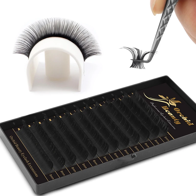 Orchid Beauty Korea PBT 12Rows C D Curl Eyelash Extension False Individual Lashes Hand Made Faux Mink Eyelashes for Extensions