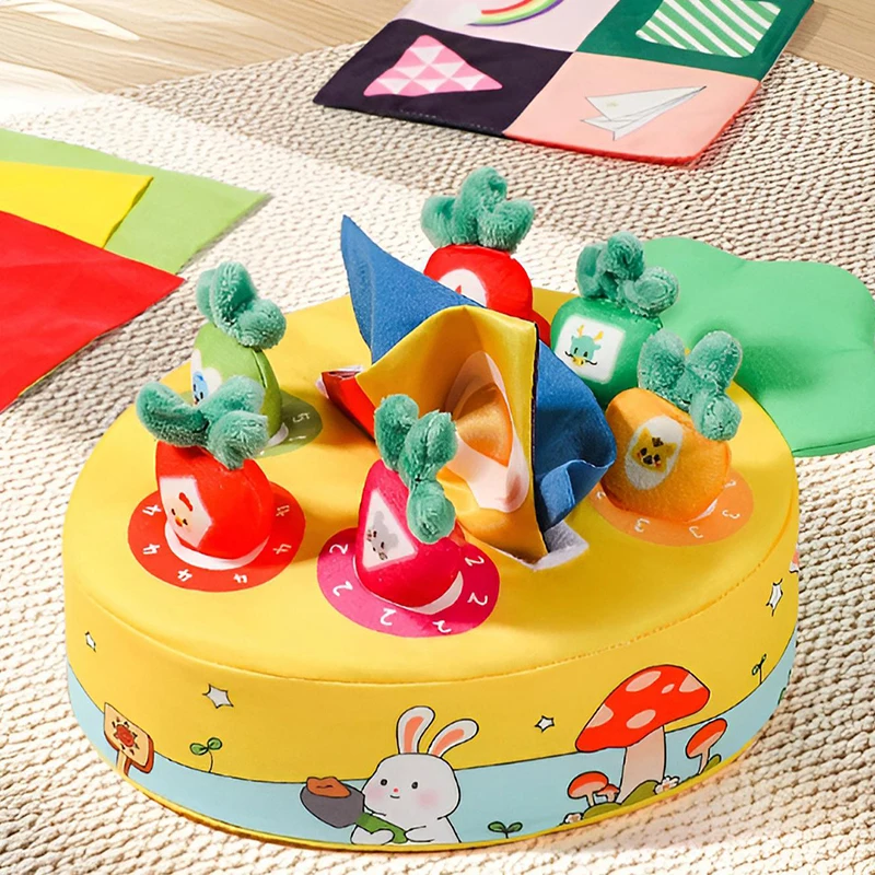 

Плюшевая сенсорная игрушка-морковка для малышей 2 в 1: игрушка-котелок для вытягивания салфеток и игрушка-кролик с морковкой, развивающая игрушка для раннего развития младенцев