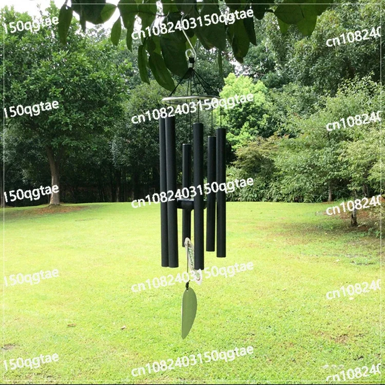 European and American All Metal Matte Black Tuning Tube Wind Chime Girl Valentine's Day Birthday Gift 28 Inch Six Tube