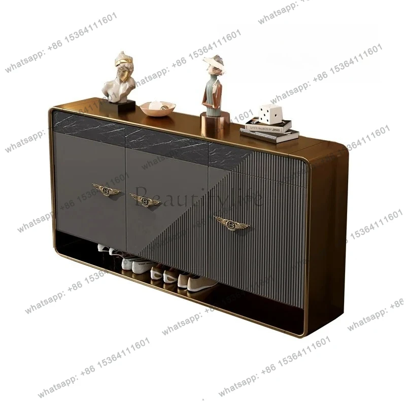 

Light luxury shoe cabinet Solid wood entry foyer cabinet High-end postmodern entrance Storage large capacity against the wall