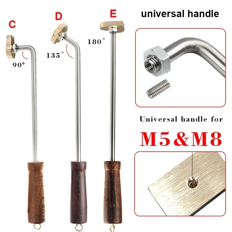 M5/M8 Universal Handle Brass Seal 304 Stainless Steel Handle Bread Branding Leather Embossing Wood Heat Iron Tool Accessories