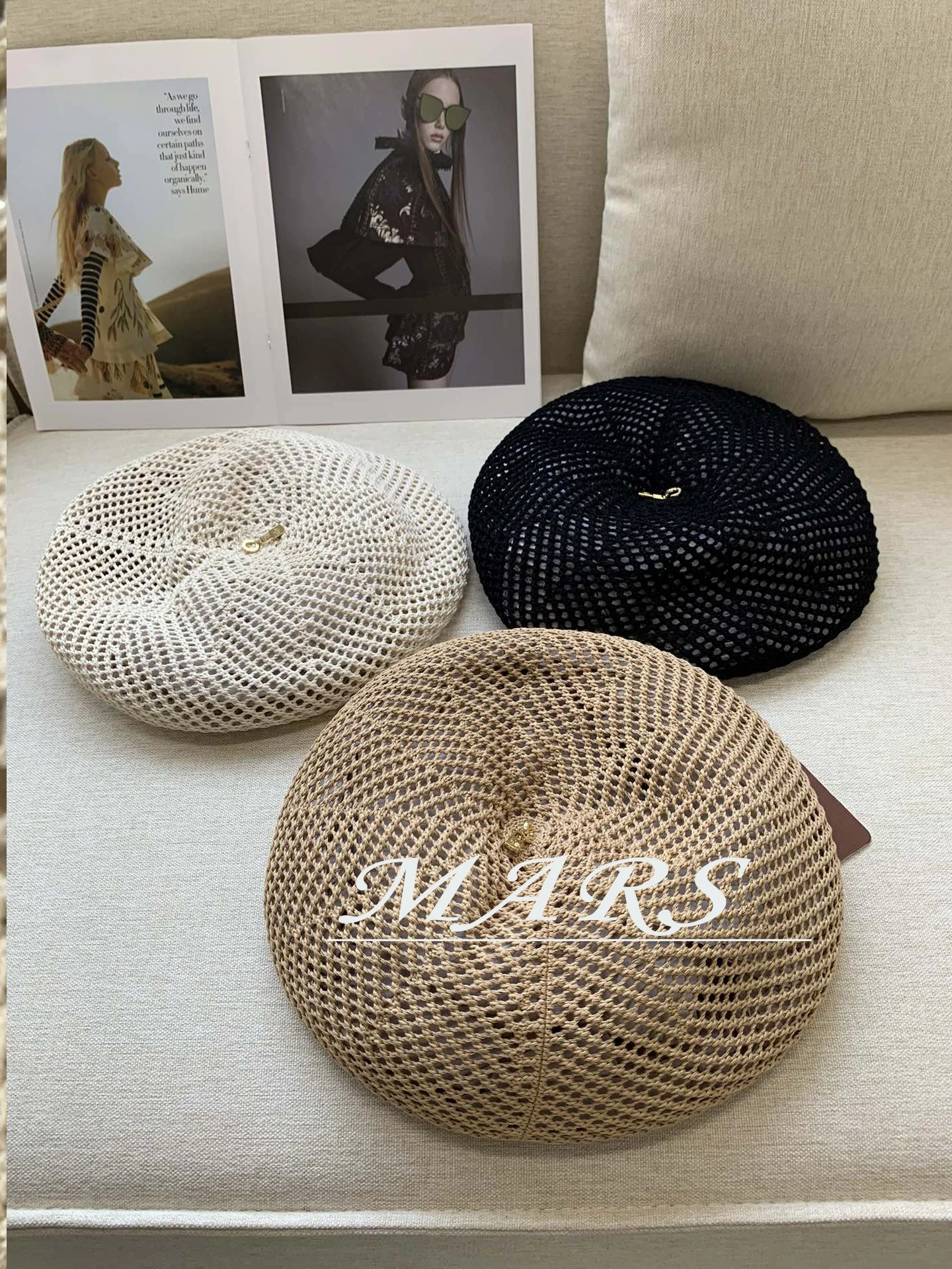 French Hollow Women'S Hat Summer 2024 New High Quality Breathable Woven Straw Hat