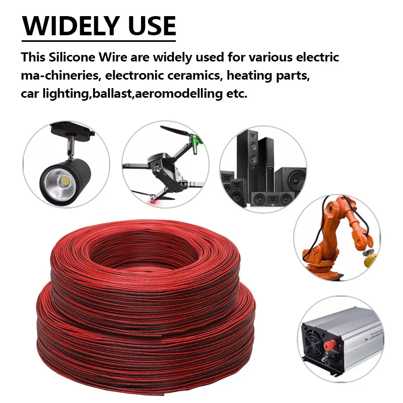 1-20m 2-Pin 30 28 26 24 22 20 18 16 14 12 10 8AWG Silikonkabel Hochtemperatur-verzinnter Kupferdraht für Automotive LED-Lichtleisten