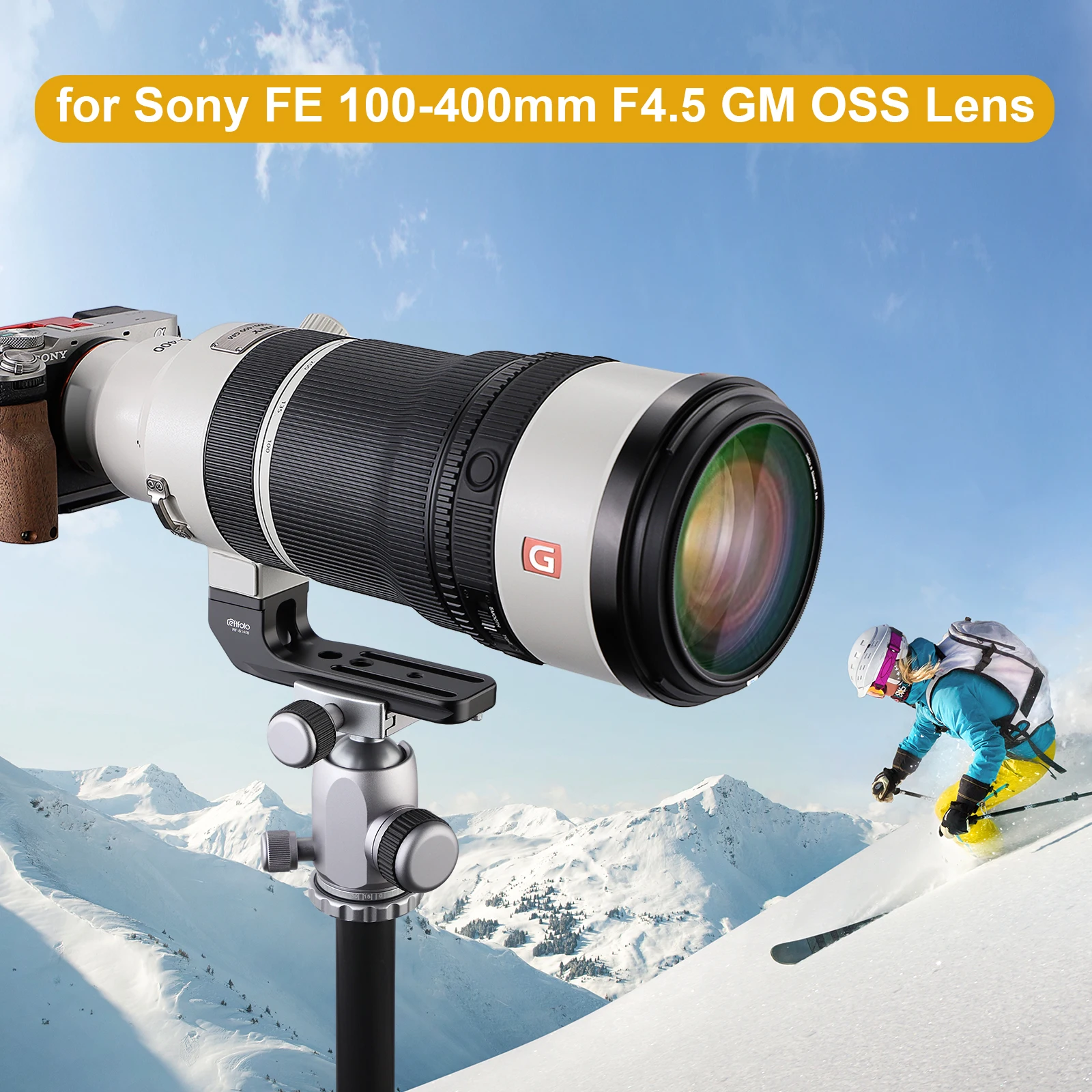 Leftfoto Objektiv-Ersatzfuß für Sony FE 100-400mm F4.5 GM OSS Objektiv, Arca-Typ Stativhalterung mit QD-Riemenhalterung – Detail 5