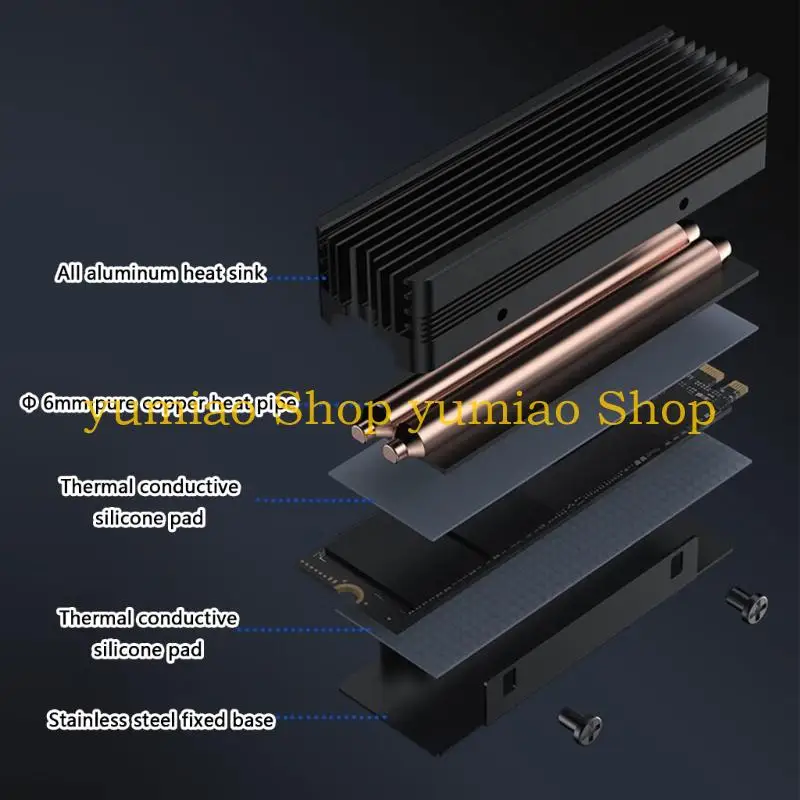 

587B M.2 2280 SSD Heatsink M.2 NVME Radiator Aluminum PC Radiator with Thermal Silicone Pad Heatsink for Desktop Laptop
