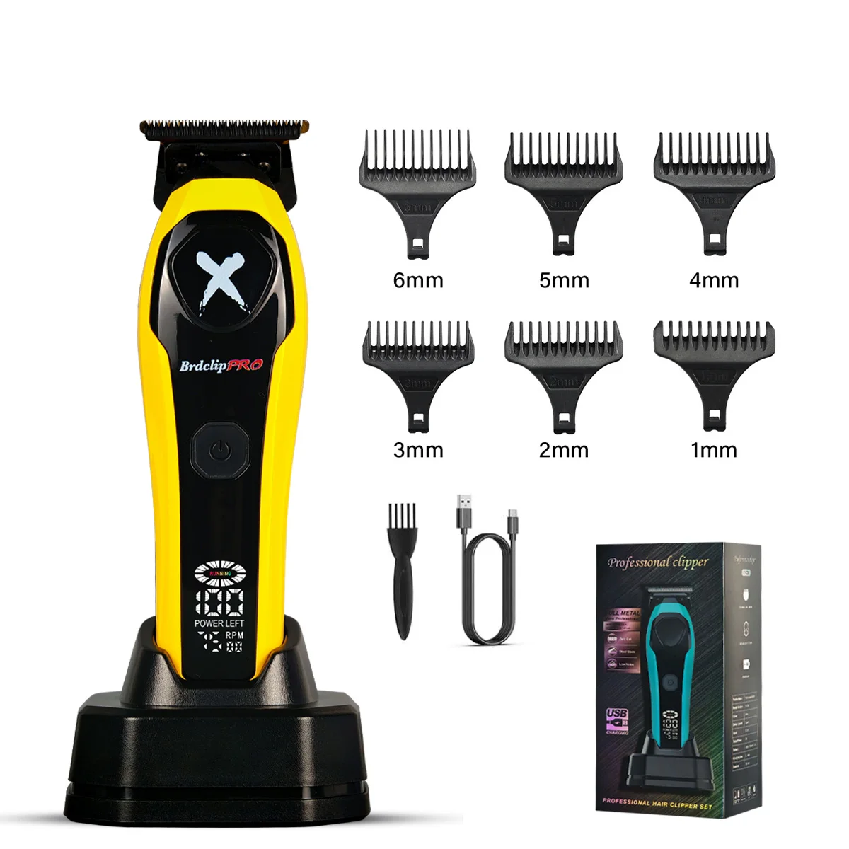 BRDCLIP Haartrimmer Oplaadbaar Kappers Verstelbaar Haarknipmachine Draadloos LED-display Trimmerset BRD-619 BRD-339