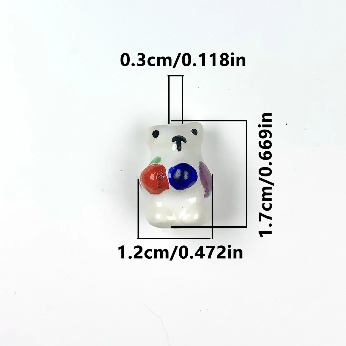 12x17mm 4pcs Hand-Painted Greedy Polar Bear Ceramic Bead DIY for Jewelry Making Bracelets Earrings Necklace