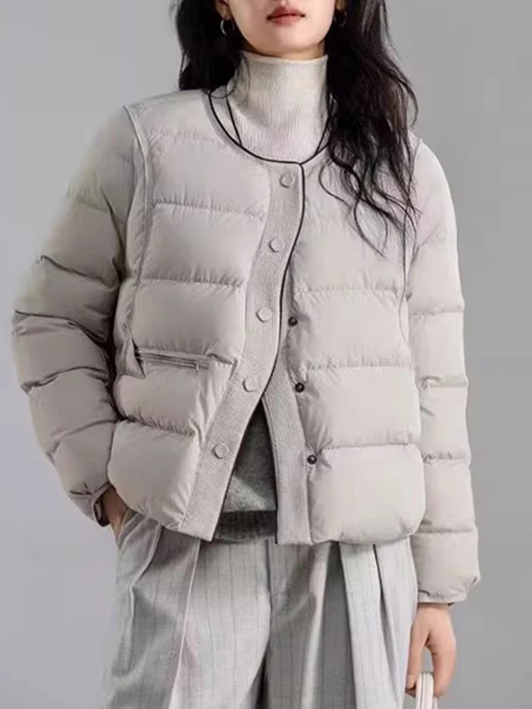 

Faionable Color Blo round Ne down Cotton Jaet Women's ort Sle Winter New Arrival Ele Feeling Korean Version Coat