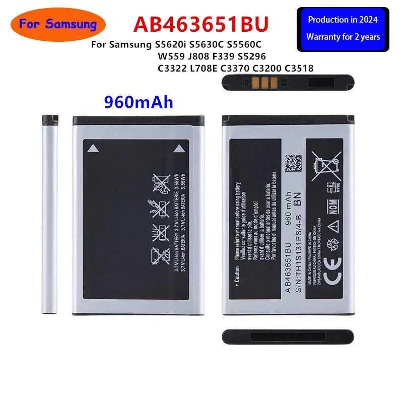 Brand New AB463651BU Battery For Samsung S5620i S5630C S5560C W559 J808 F339 S5296 C3322 L708E C3370 C3200 C3518 Batteries