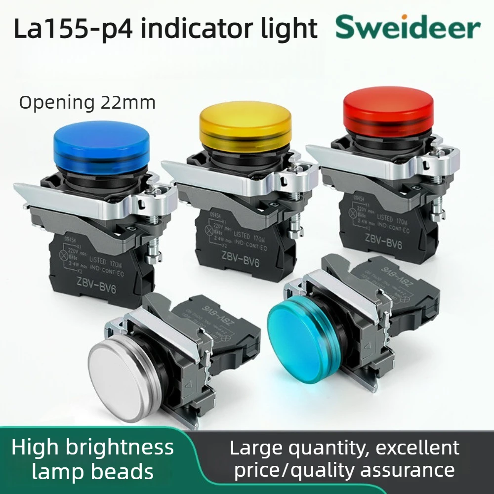 22mm LED Signal Button Indicator XB4 BVB4 BVB3 BVM3 BVM5 BVM6 BVB1 Indicator Light Red Green Yellow Blue White 12V 24V 110V 220V