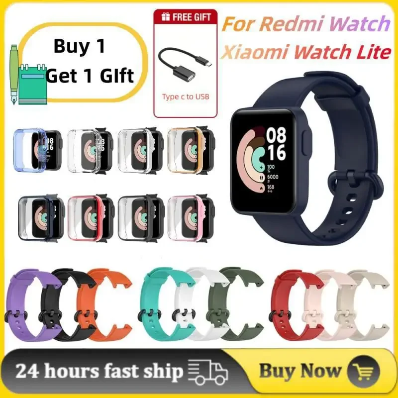 Correa de silicona DIY para XiaoMi Mi Watch Lite/Redmi, correa de reloj para Redmi Watch 2 Lite, repuesto de pulsera + funda