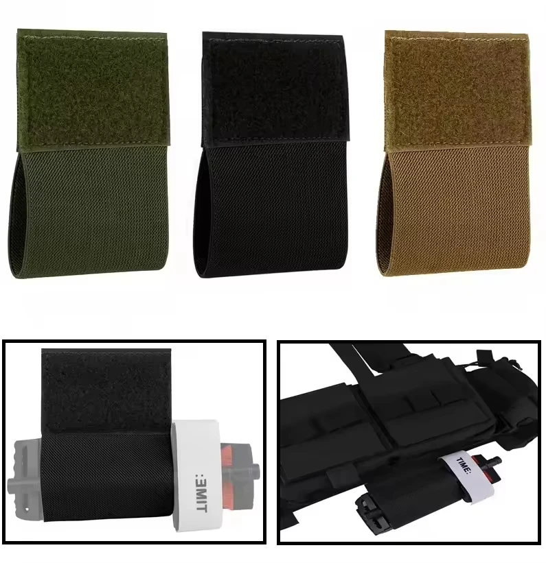 

EDC Elastic tourniquet holder hook and ring outdoor bag plate carrier chest Rig vest belt carrying emergency storage tourniquet