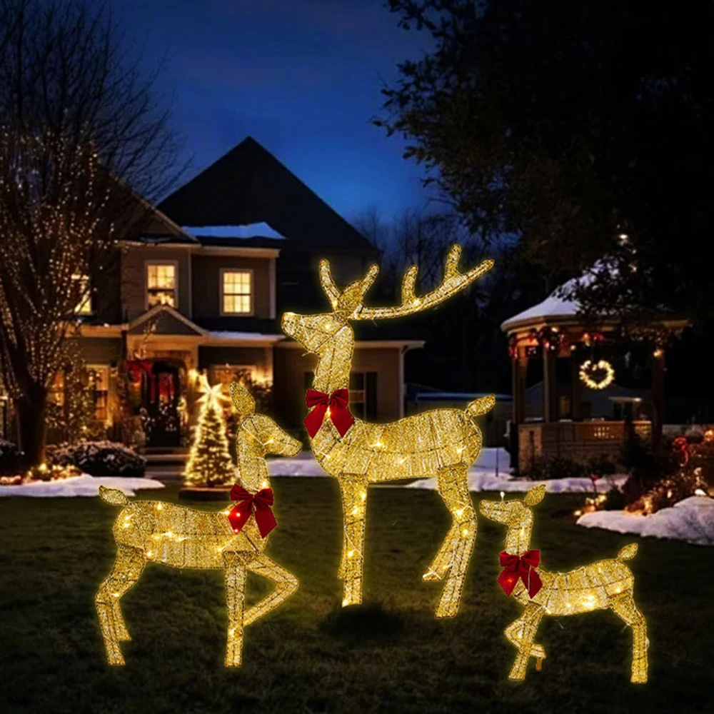 

Christmas Garden Decorations Iron Art Elk Deer with LED Lights Glowing Reindeer Outdoor Decor Moose Xmas Ornament New Year 2026