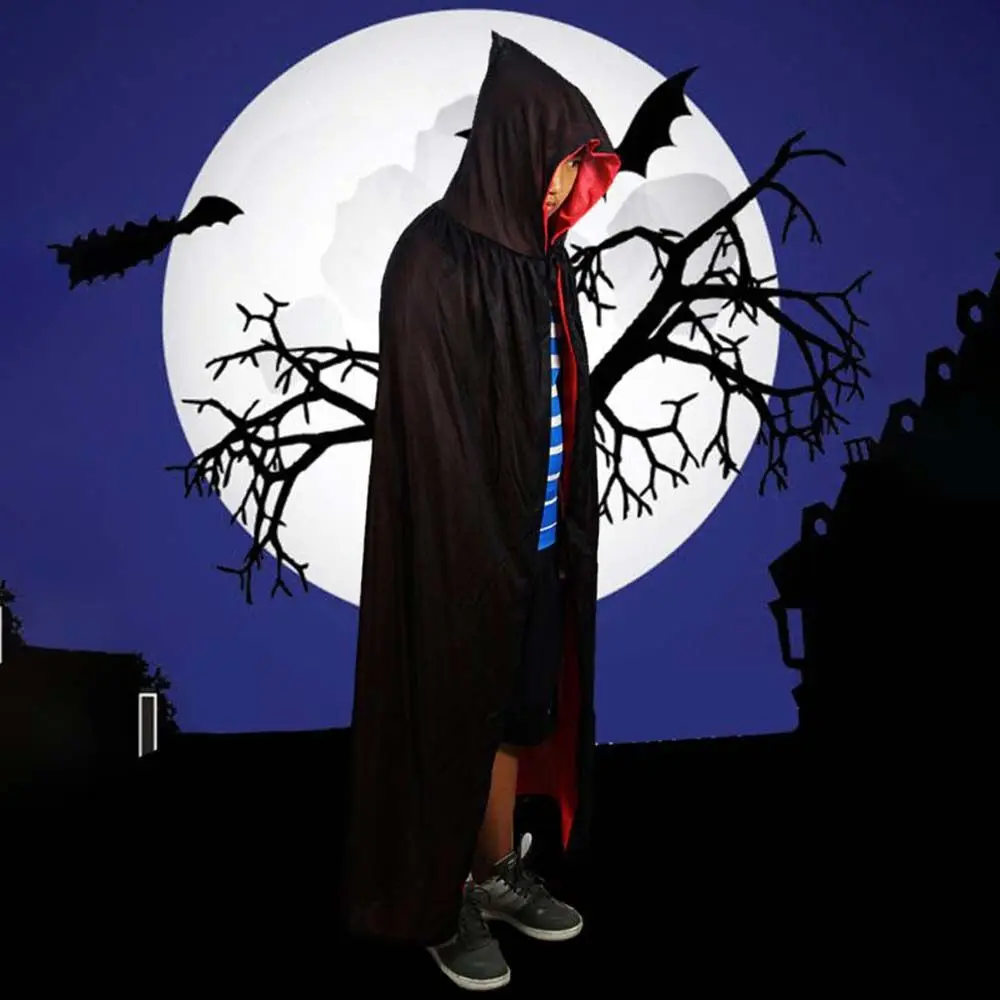 Mantello Costumi spaventosi Abiti da strega Singolo strato Doppio strato Mantello con cappuccio per adulti Abito da mago Costumi da spettacolo Mantello di Halloween