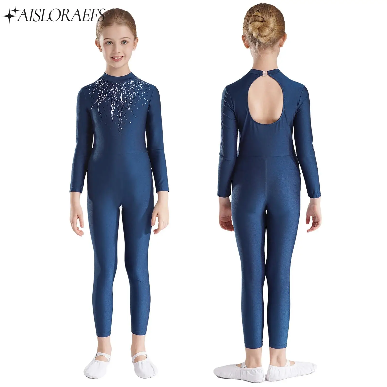 

Kids Ballet Dance Leotard Girls Glittery Rhinestones Rhythmic Gymnastics Jumpsuit Performance Figure Skating Unitard Dancewear