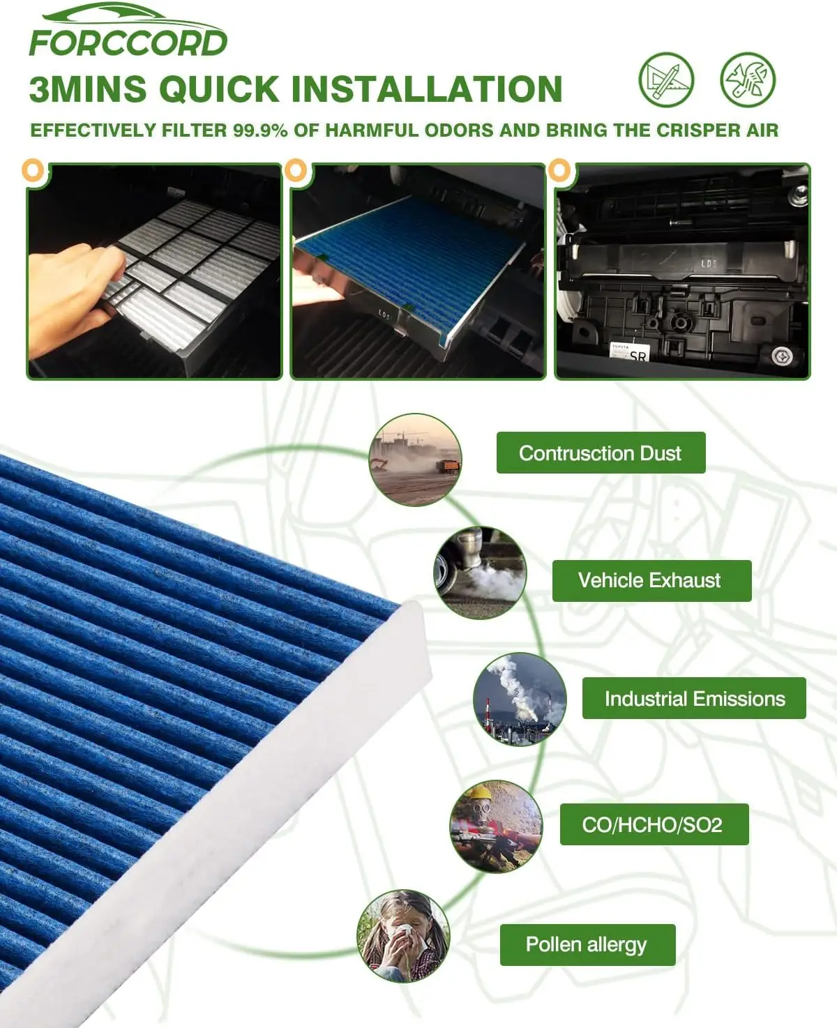 2er-Pack Innenraumluftfilter passend für QX50 (19-25), QX55(22-25),QX60(22-26),ALTIMA(19-26),Rogue (21-26) Aktivkohle-Innenraumfilter