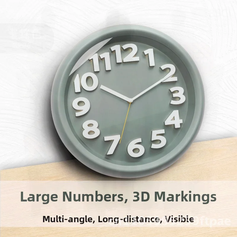 Modern Simple Wall Clock 37cm Diameter Living Room Home Fashion Mute Quartz Movement round Shape Single-Sided Battery Powered