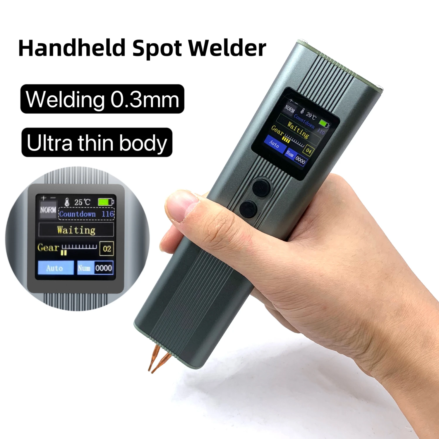 PSW01 Handheld Digital Spot Welder with 11-Level Adjustment & Dual Pulse for 18650 Battery Nickel Strip Welding