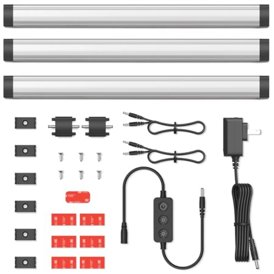 12-inch Plug-in LED Under Counter Lights for Kitchen, Day Light 5000K, Pack of 3, IN-0110-23-SN-5K
