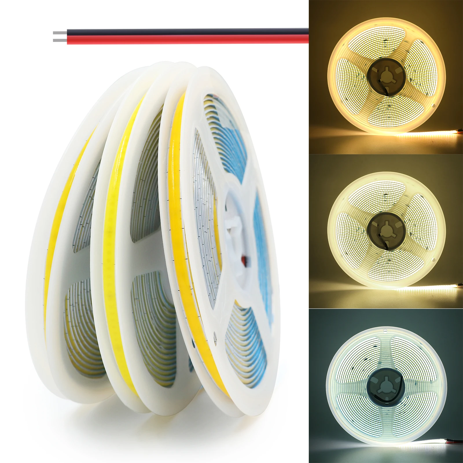 

Super Thin 5mm COB LED Strip 384 LEDs/m 5m Flexible DC12V/24V Light Bar Warm Cold White 3000K 4000K 6500K for Decor Lighting