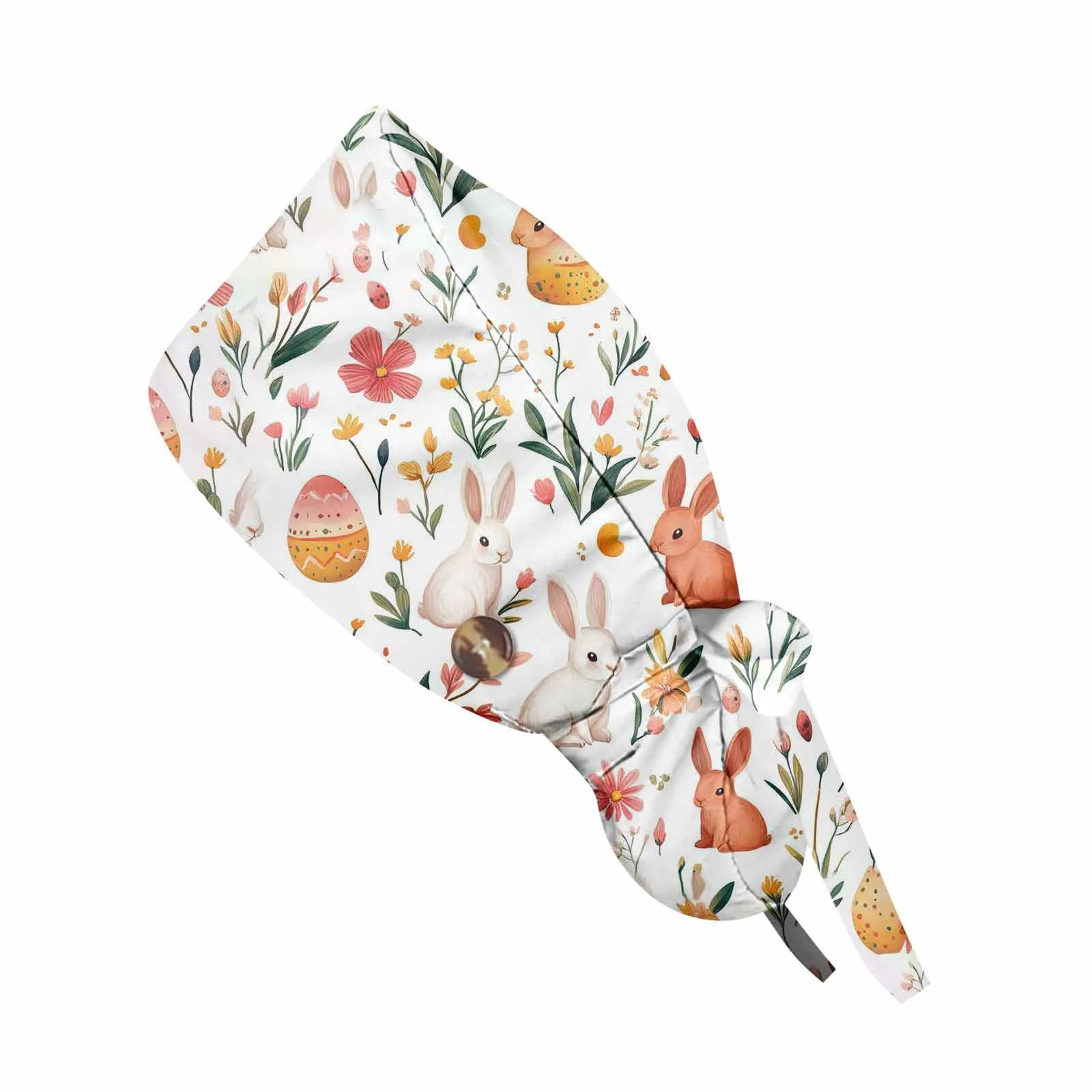 Bonnets de gommage réglables, support queue de cheval avec boutons, chapeaux d'allaitement, cheveux longs, imprimé de pâques, casquettes d'infirmière, accessoires d'uniforme pour femmes