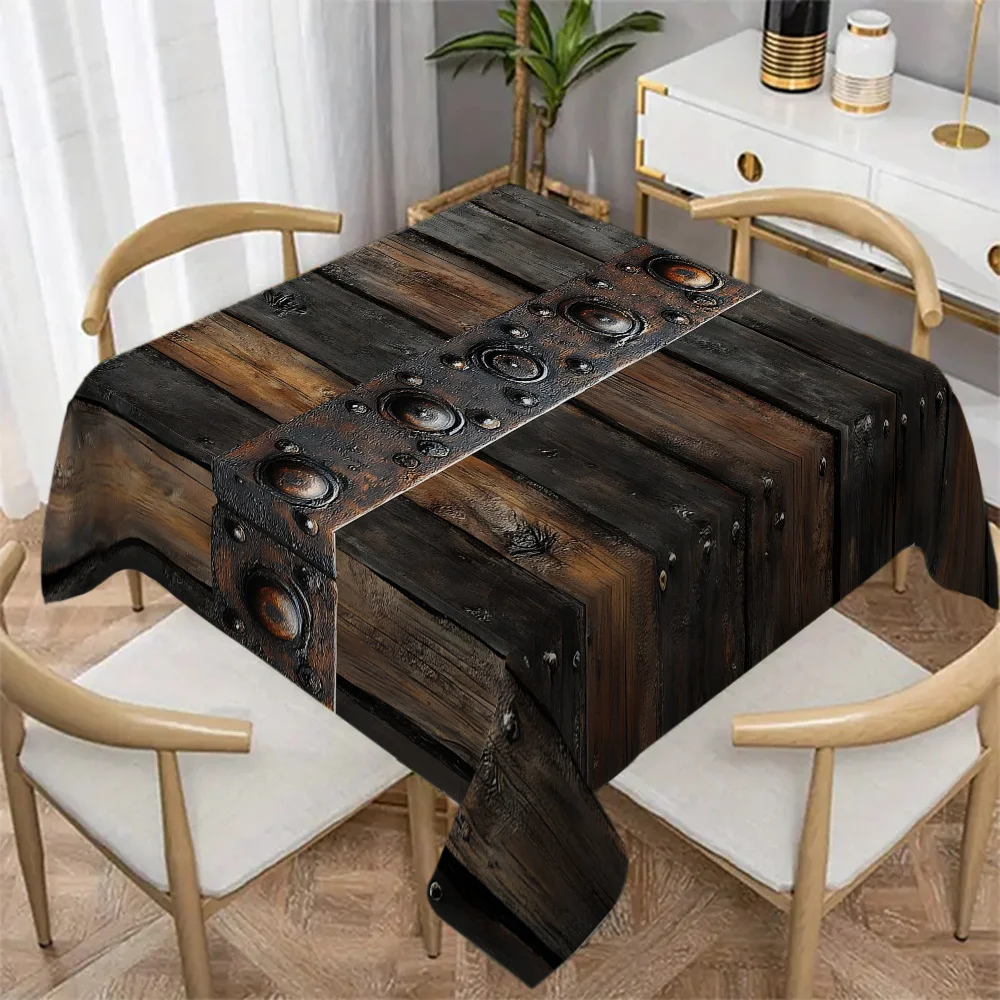 JIT-1pc tablecloth with European wood grain pattern has an elegant and modern design, and is highly suitable for...zyc