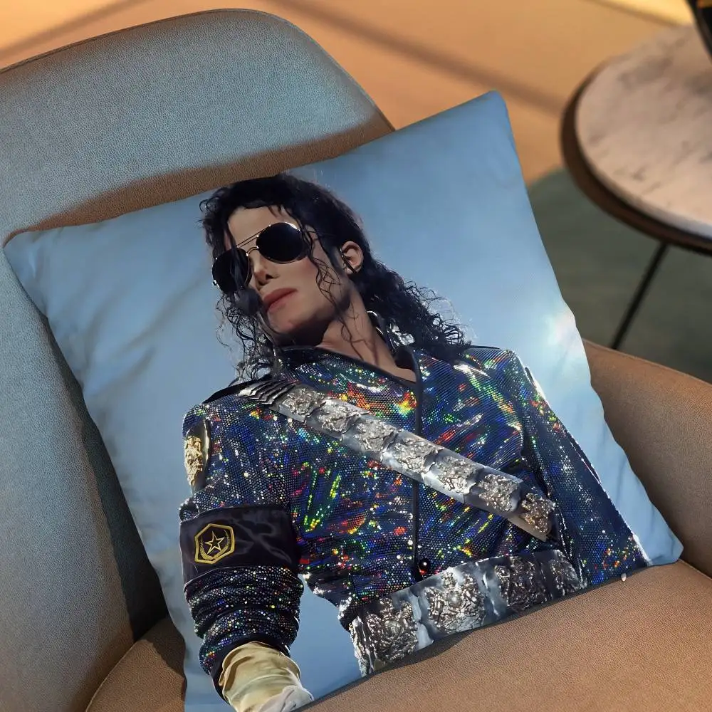 Dance King Michael Jackson MJ Pillow Case Square Double-Sided Printing Short Plush Sofa Cushion Cover Bedroom Bedside Pillow