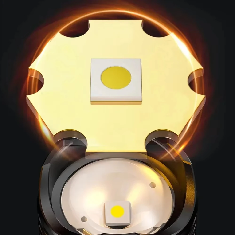 Powerful LED Flashlight Ultra Bright Tactical Light Emergency Spotlight Long Range Zoom Torch Fishing Lamp With Built-in Battery